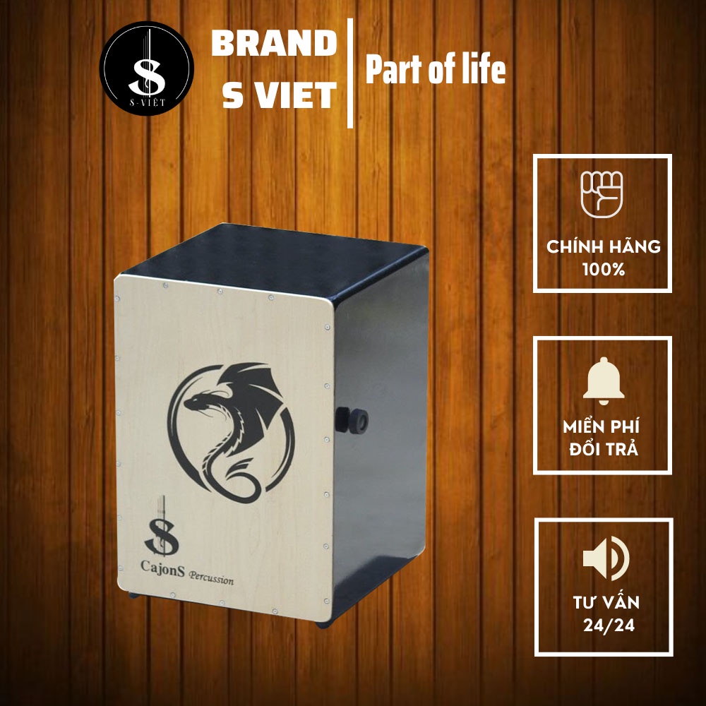 Trống cajon giá rẻ có núm chỉnh âm, in hình cực đẹp cho người mới tập mã Crus-02 chính hãng S Việt