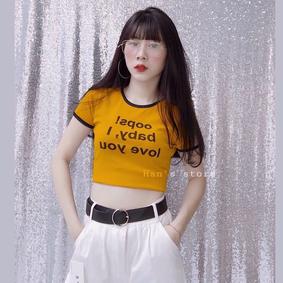 Áo Crop Top In Chữ Ôm Body Cực Chuẩn