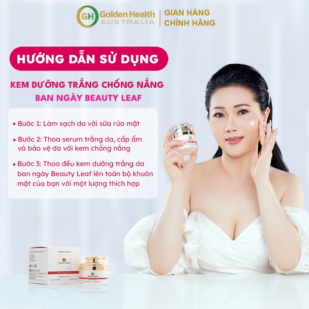 [GOLDEN HEALTH] Kem dưỡng trắng, chống nắng bảo vệ da ban ngày Beauty Leaf SPF15 50ml