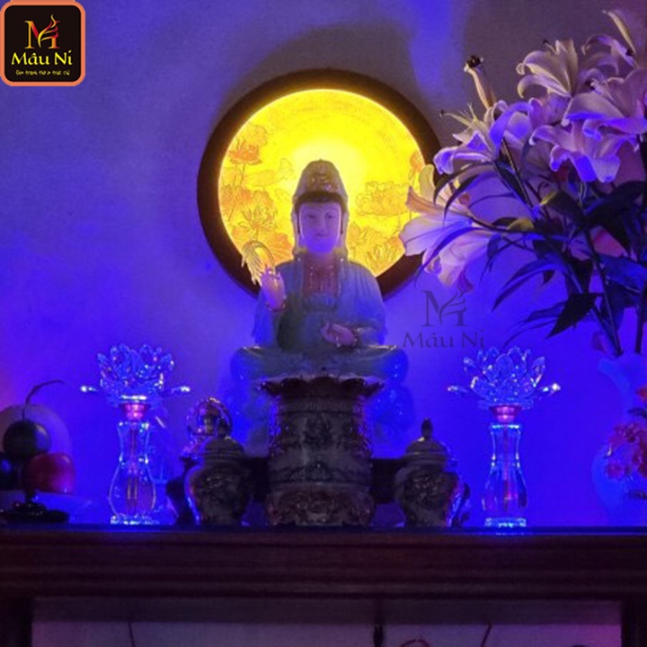Đẹp - HÀO QUANG PHẬT đường kính 30cm, khung sắt, in tranh trúc chỉ -treo sau tượng thờ phật, trang trí rất đẹp