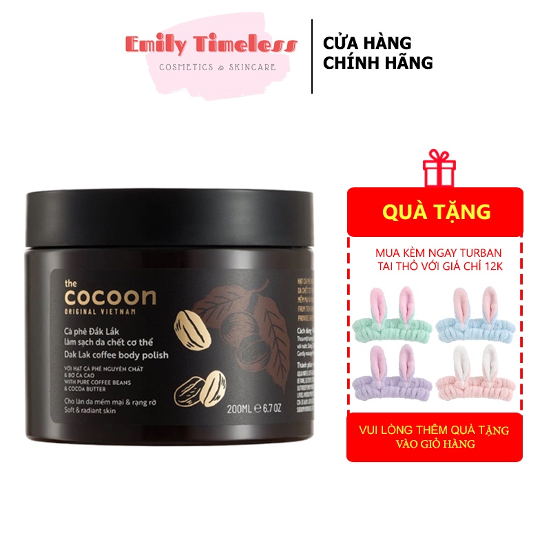 Cà phê Đắk Lắk Làm Sạch Da Chết Body COCOON 200ml - Dak Lak Coffee Body Polish