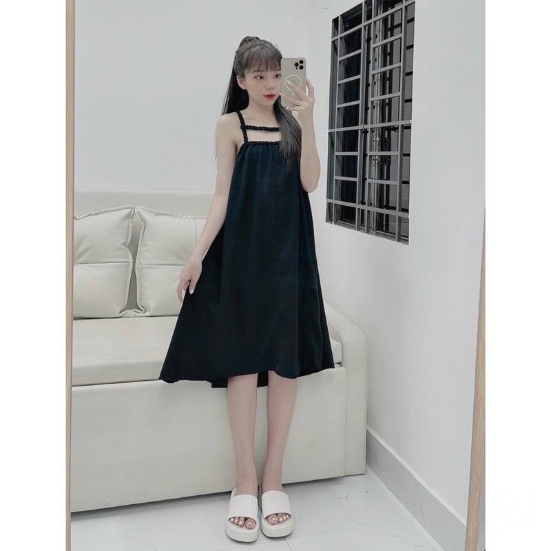 Đầm bính 3 dây phom chữ A, chất kate - MIN Boutiques