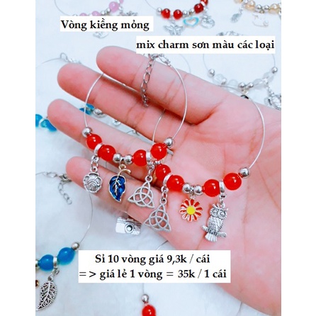 Set 10 vòng tay kiềng mỏng mix Charm sơn màu : giá 10 vòng = 95k [ Cung cấp sỉ Vòng Tay Homi Handmade ]
