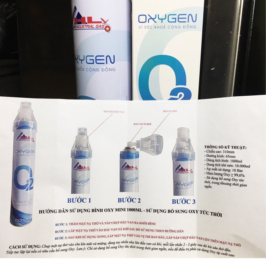 Bình oxy mini cầm tay - Dung tích 10 lít oxi tinh khiết 99.6%