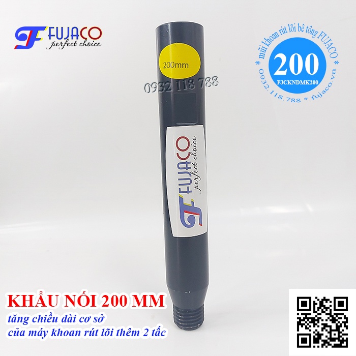 Khẩu nối dài mũi khoan rút lõi bê tông 200 mm - FUJACO cần nối giúp máy khoan có thể khoan sâu hơn 20 phân - FJCKNDMK200