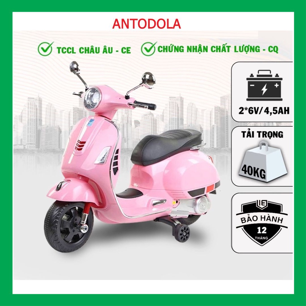 Xe máy điện trẻ em kiểu dáng vespa, xe máy điện cho bé