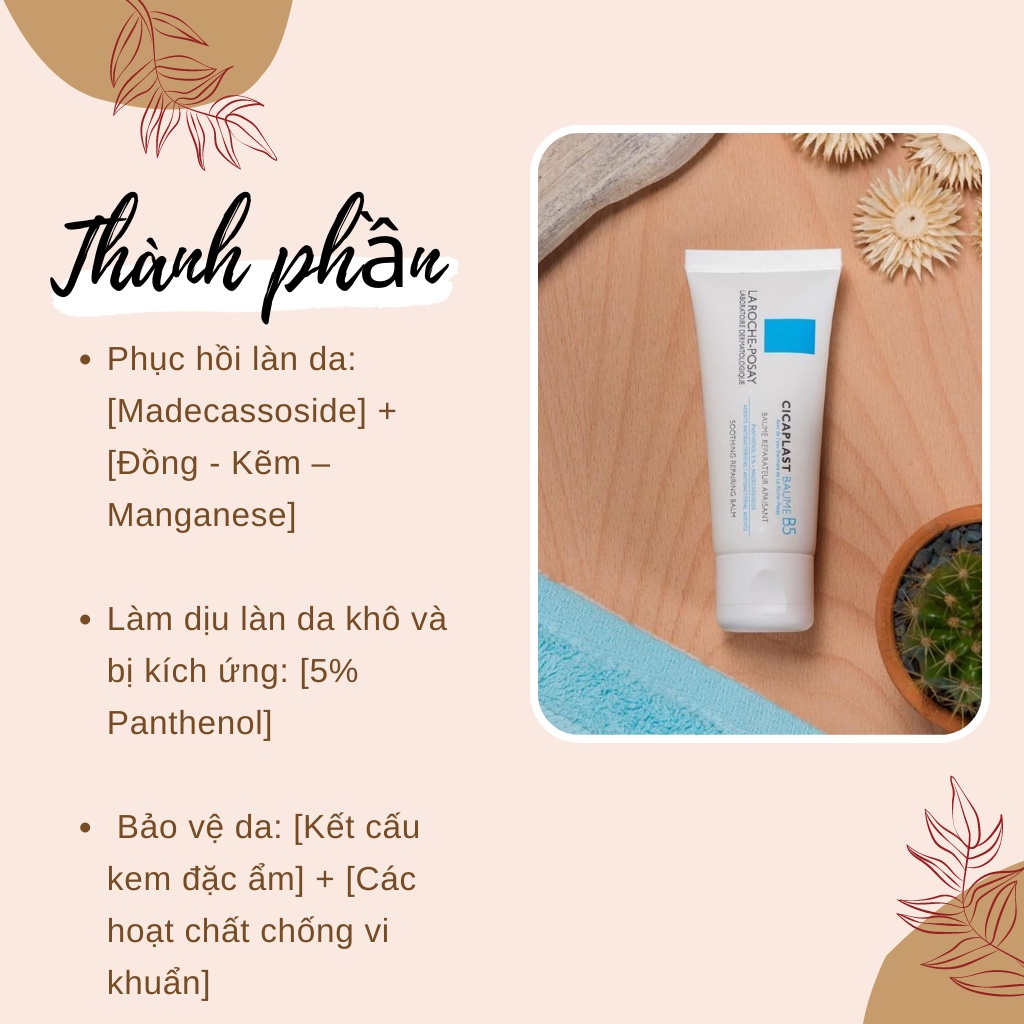 Kem dưỡng ẩm La Roche Posay B5 Cicaplast Baume 40ml Hanny Beauty giúp làm dịu, làm mượt, làm mát &amp; phục hồi da