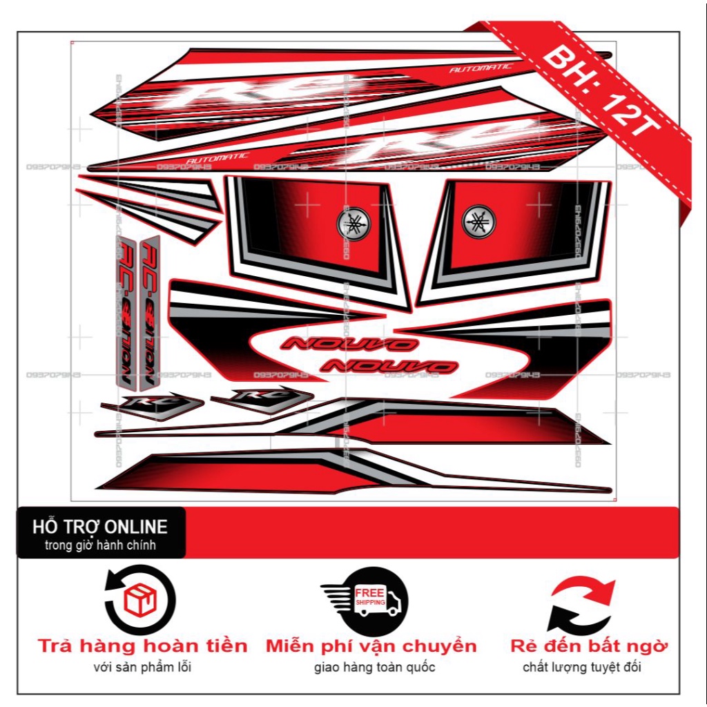 TEM XE NOUVO 2 RC ĐỎ ĐEN -- SHIN DECAL 2
