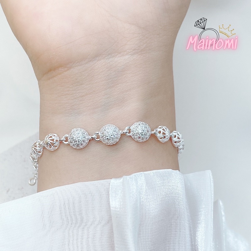 Lắc tay vòng tay nửa cầu hoa văn cách điệu độc đáo MAINOMI Shop bạc xinh