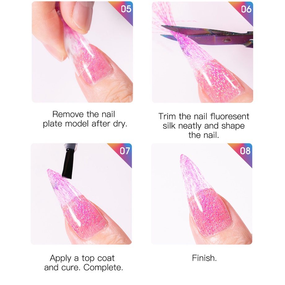 Sticker sợi dạ quang kim tuyến nail, sticker dán móng tay dây huỳnh quang phát sáng họa tiết 3D trang trí nail