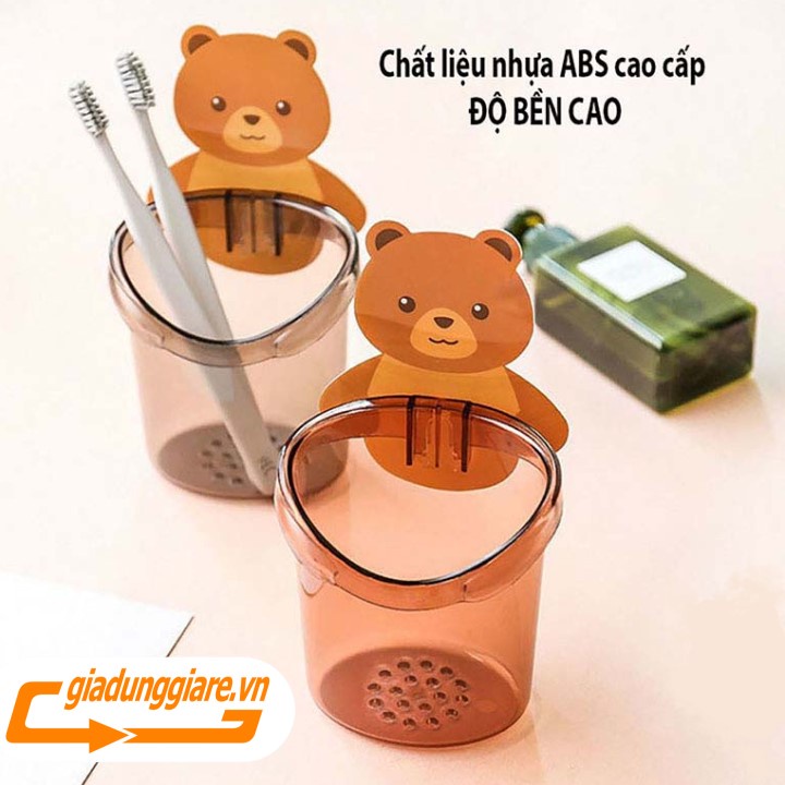 CỐC GẤU dán tường đựng bàn chải kem đánh răng không phải khoan đục tường khay để đồ phòng tắm đẹp mắt tiện lợi