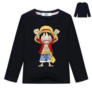 Áo thun dài tay Anime One Piece Monkey D Luffy Kids Boy Cotton Tops