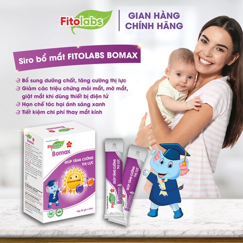 Bổ Mắt Cho Bé Fitolabs Bomax Bổ Sung Dưỡng Chất Giúp Hạn Chế Khô Và Mỏi Mắt, Tăng Cường Thị Lực Hộp 20 Gói FITO3