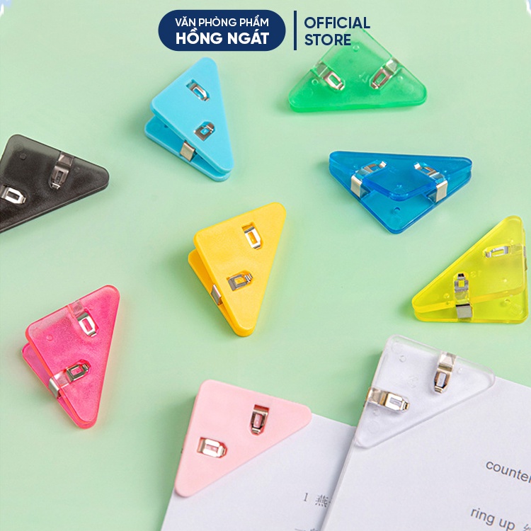 Ghim kẹp giấy hình tam giác cute, kẹp bướm màu kẹp giấy bằng nhựa trong suốt đồ dùng học tập văn phòng phẩm KG05