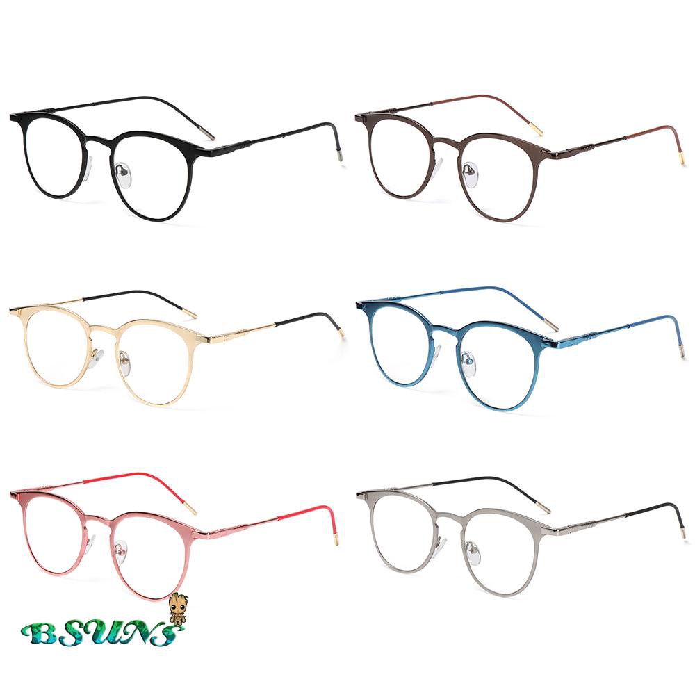 『BSUNS』 Fashion Metal Glasses Computer Ultra Light Frame Eyeglasses Online Classes Women Men Round Vintage Eyeglasses Protection/Multicolor