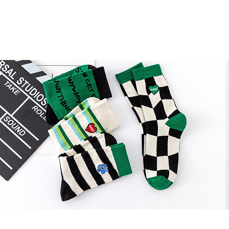 Tất Vớ Xanh Lá Kẻ Sọc Caro - Tất Caro Kẻ Sọc Tone Xanh