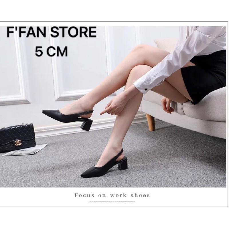 Giày Cao Gót Quai Sau [Da Thật] Slingback - Da Siêu Mềm Mũi Nhọn FFAN STORE