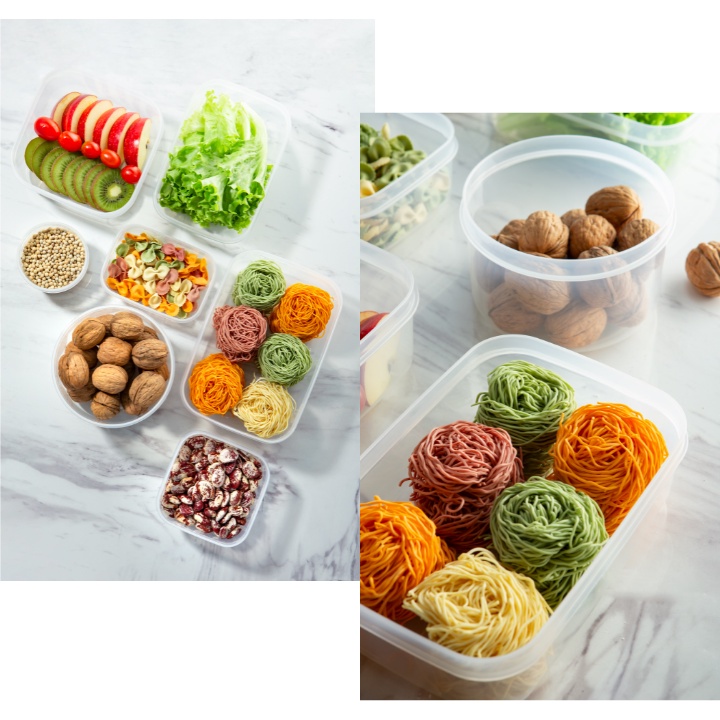 Hộp nhựa đựng đồ ăn cho bé, cơm văn phòng, bảo quản thực phẩm Inochi Hokkaido chữ nhật cao cấp