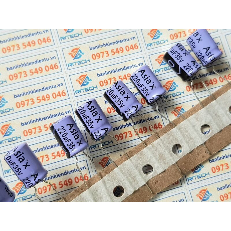 [ Combo 20 chiếc] Tụ hóa 220uF – 35V kích thước 8*12mm hãng Asia’x