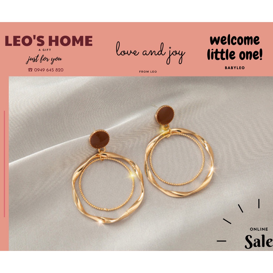 Hoa tai tròn phóng đại chuôi bạc 925 LEO'S HOME