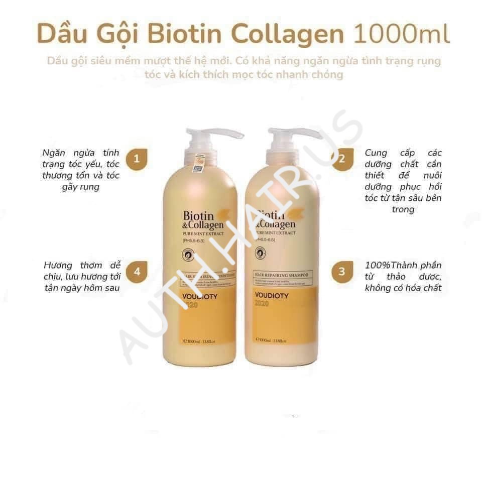 🛑FreeShip🛑Cặp Dầu Gội Xả Biotin Collagen Vàng | Phục Hồi Kích Thích Mọc Tóc ⚜️Hàng Chính Hãng⚜️ Ⓒ