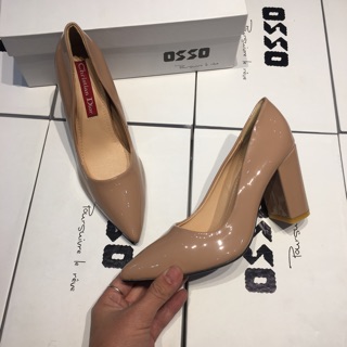 Giày gót vuông 7cm da bóng