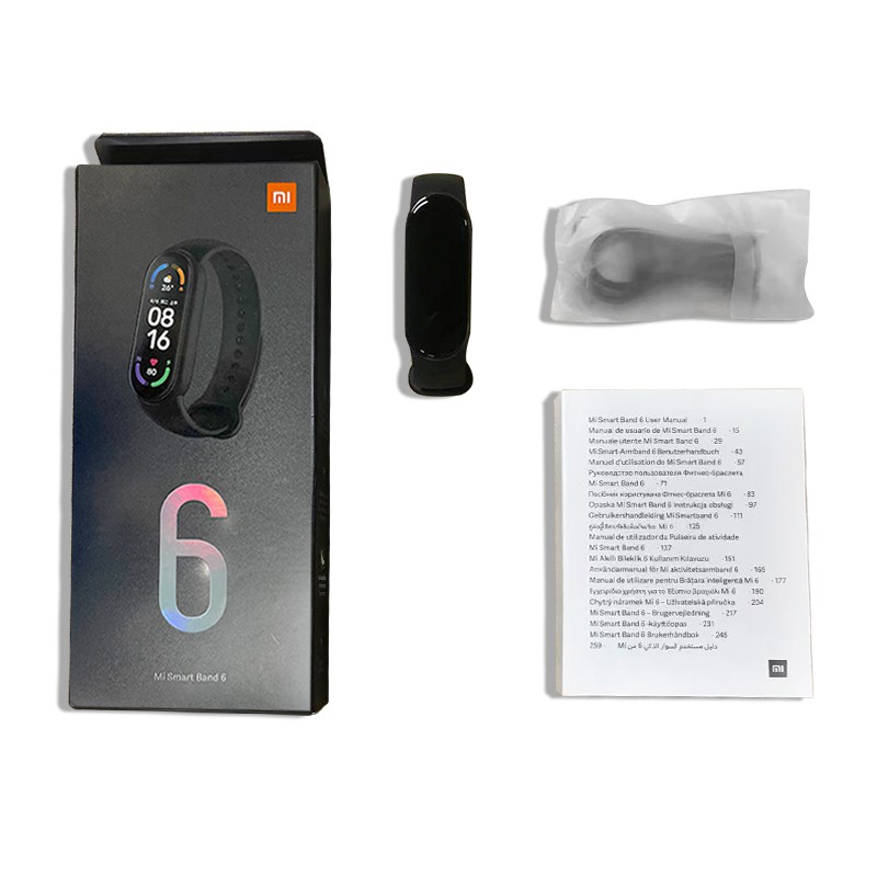 Vòng tay theo dõi sức khoẻ Xiaomi Mi Band 6 Quốc tế Theo dõi nồng độ Oxy trong máu SPO2 Đồng Hồ Mi Band 5