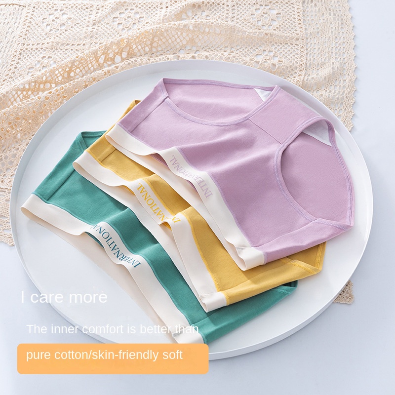 Quần Lót cotton Không Đường May Mềm Mại Màu Trơn Đơn Giản Thoáng Khí Thoải Mái Cho Nữ