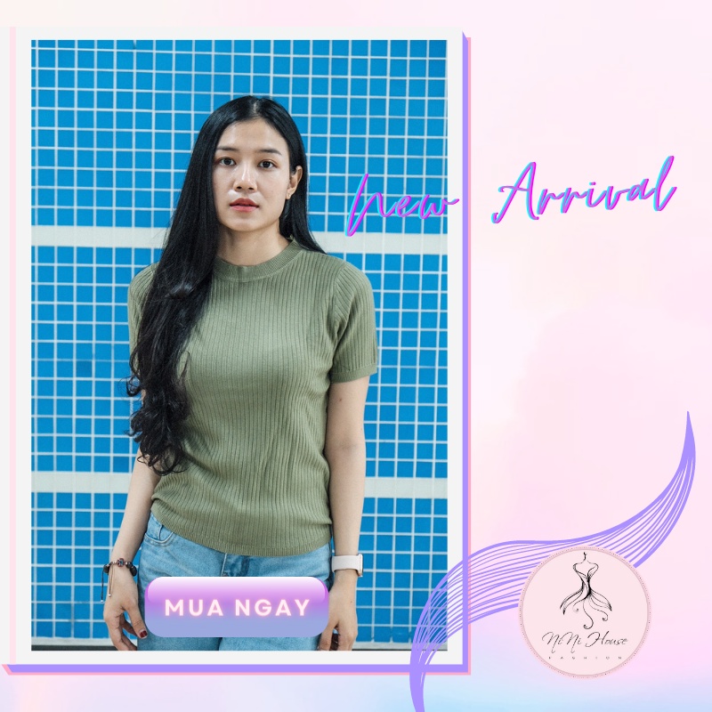 Áo len tăm cộc tay trơn basic - bảng màu pastel