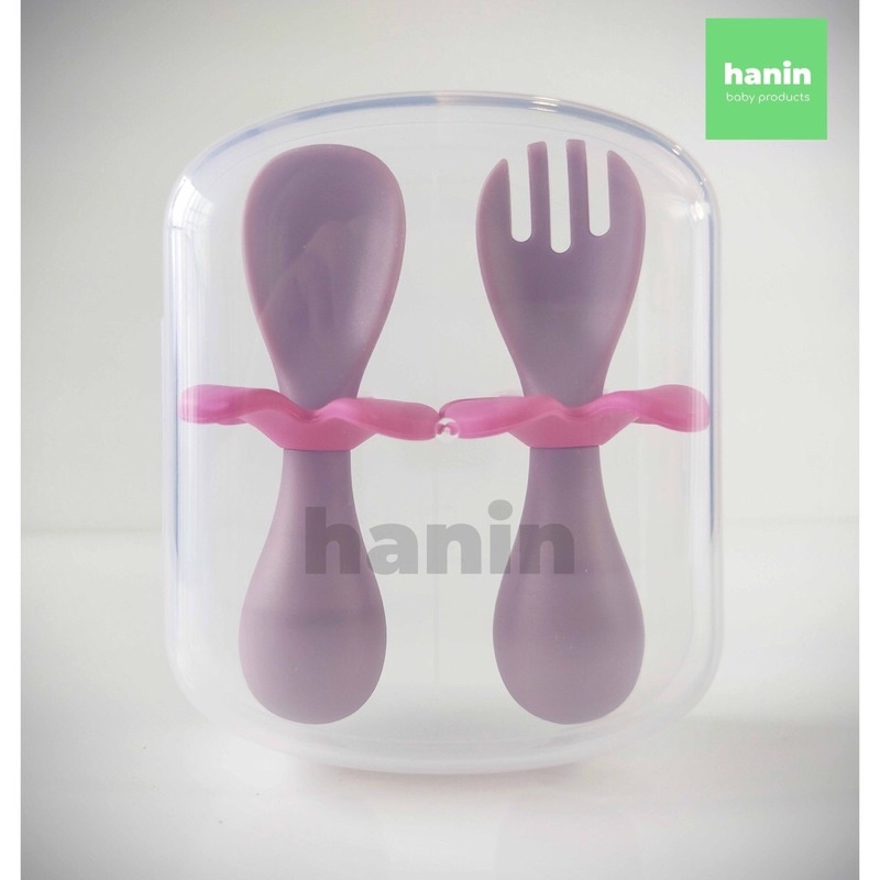 Sét thìa dĩa có nút chặn kèm hộp đựng cho bé ăn dặm