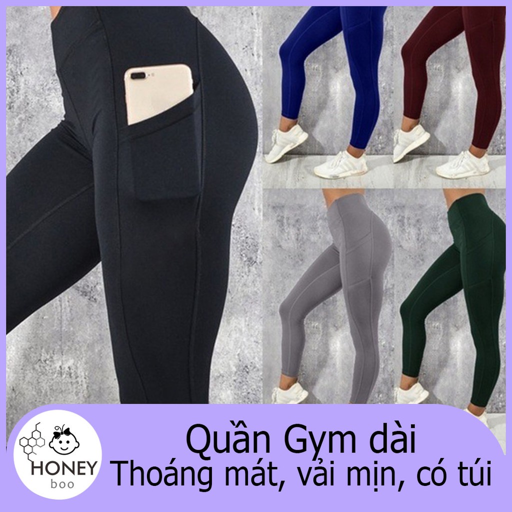 Quần tập dài Gym nữ cạp ,có túi,quần tập yoga, aerobic dài cạp cao tạo vóc dáng đep và gọi cảm