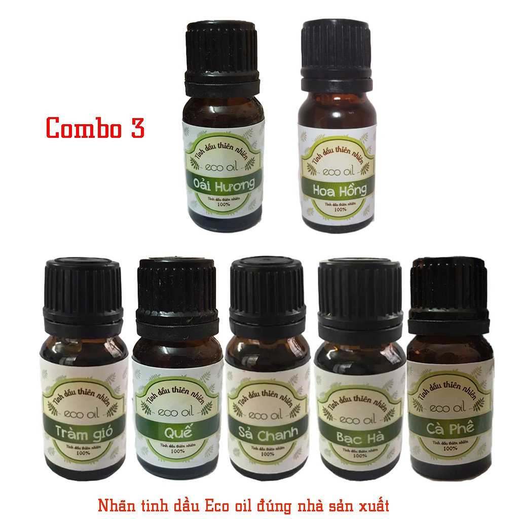 Combo 7 chai tinh dầu 10ml Eco oil đủ mùi lấy theo combo không chọn lẻ