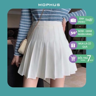Chân váy tennis xòe xếp li màu trắng đen xếp ly skirt cạp lưng cao ngắn chữ a phong cách ulzzang Mophus mv009