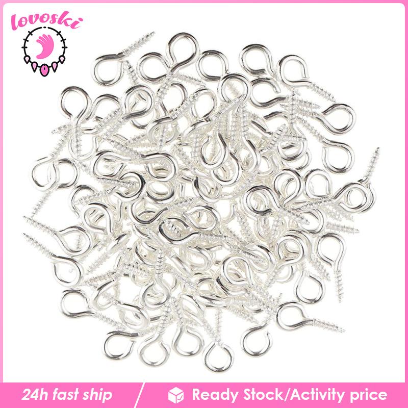 Bộ 100 Đinh Vít Bạc Mini 10x4mm Dùng Làm Trang Sức DIY
