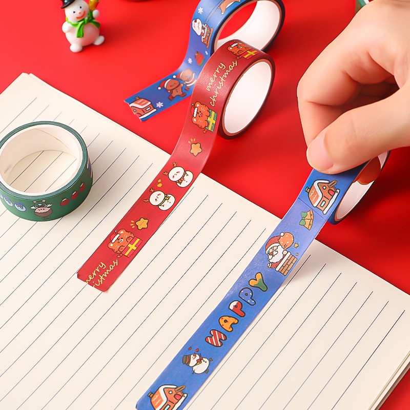 Cuộn băng dán washi trang trí họa tiết Giáng Sinh độc đáo dành cho sổ tay sổ lưu niệm