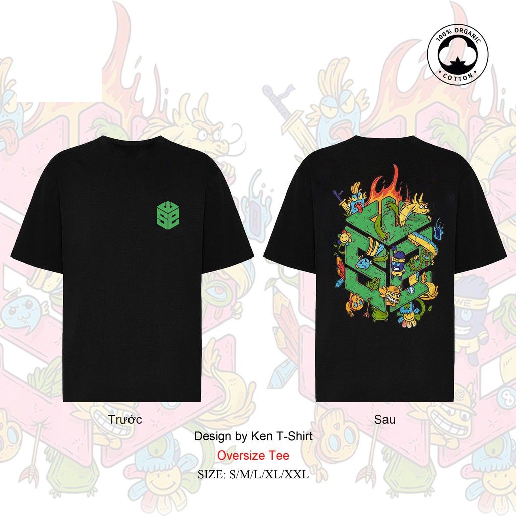 Áo Thun In Hình Tay Lỡ Form Rộng Rồng Xanh Cho Cả Nam và Nữ, Vải Cotton 100% Nguyên Chất