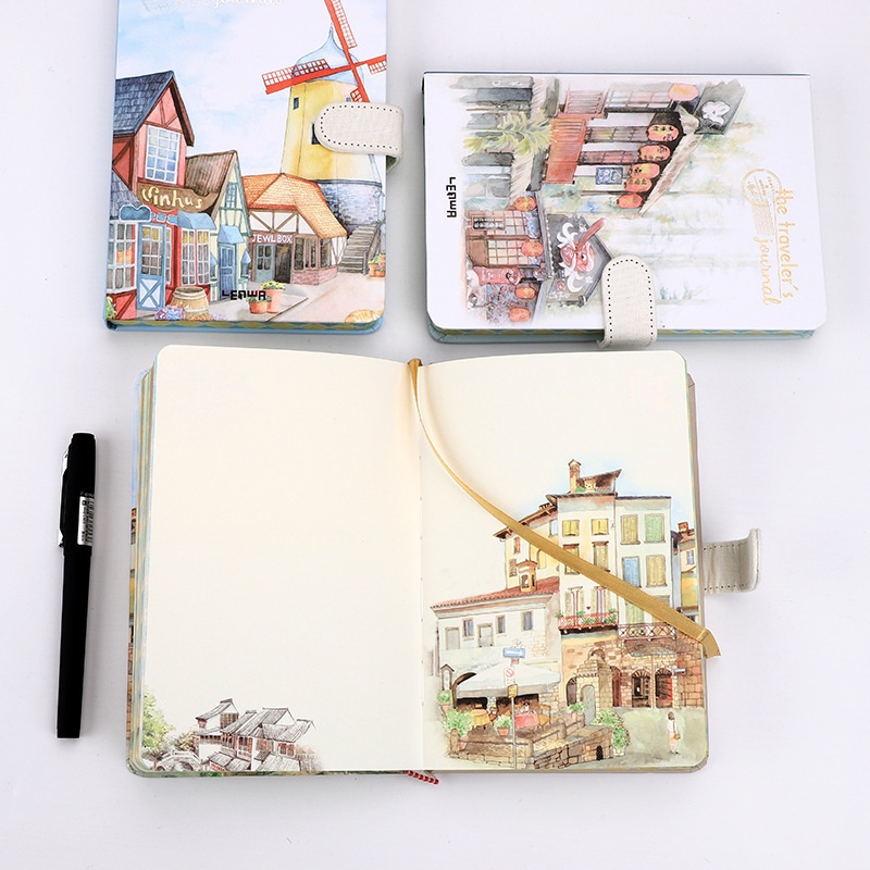 Sổ tay vintage journal ghi chép B6 bìa cứng có dây vải cài khóa từ tính với nhiều mẫu bìa đẹp mắt 256 trang