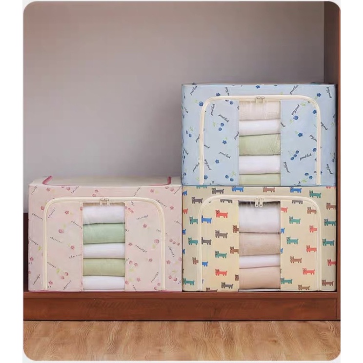 Hộp Đựng Quần Áo Chăn Màn Khung Thép Cao Cấp Loại To Tiện Lợi 66 Lit  (Loại 1) 88306