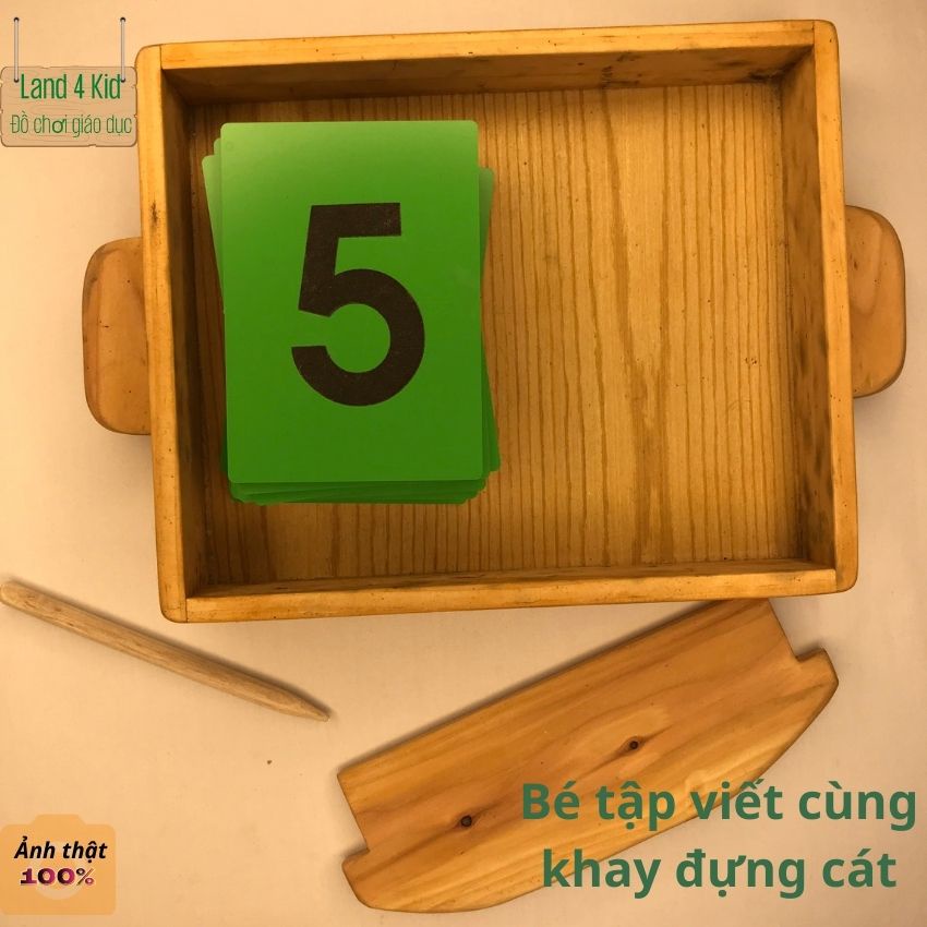 Đồ chơi giáo dục sớm - Giáo cụ Montessori - Đồ chơi cho bé bằng gỗ - Bộ thẻ số nhám từ 0 đến 9 MR2 Land4Kid