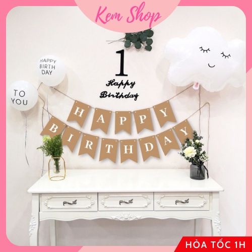 Dây Chữ Happy Birthday Trang Trí Sinh Nhật Bằng Giấy Màu Nâu Phong Cách Hàn Quốc - Kemshop K26