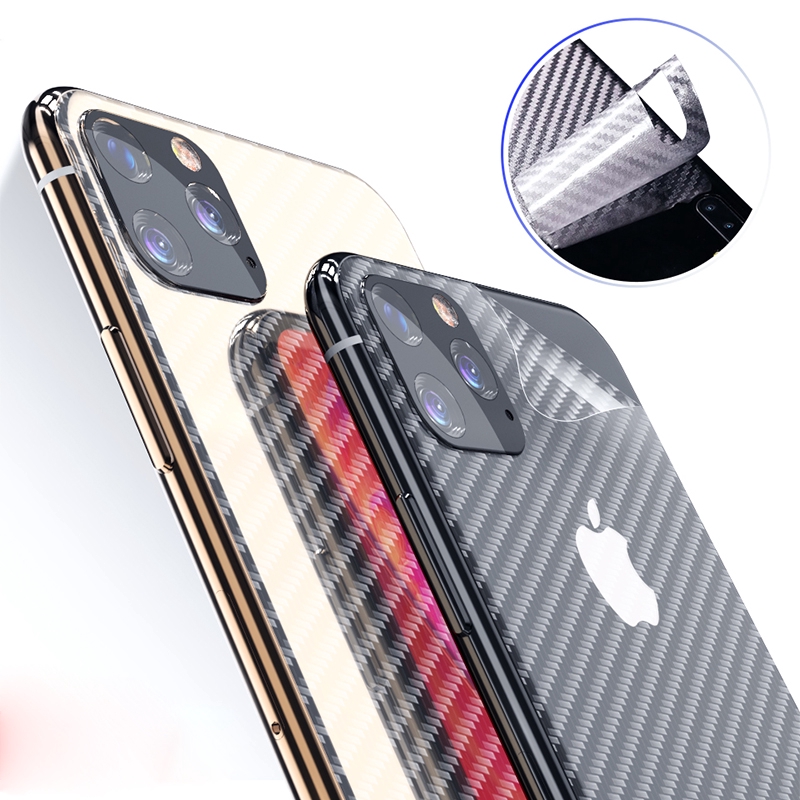 Miếng dán bảo vệ mặt lưng bằng chất liệu sợi các bon dành cho Apple iPhone 11 Pro X XR XS MAX 6 7 8 Plus