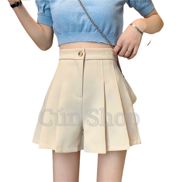 Quần Short Váy Xếp Ly Ống Rộng Kiểu Hàn Quốc Siêu Hot Siêu Xinh-Thời Trang Cún-Mã1050