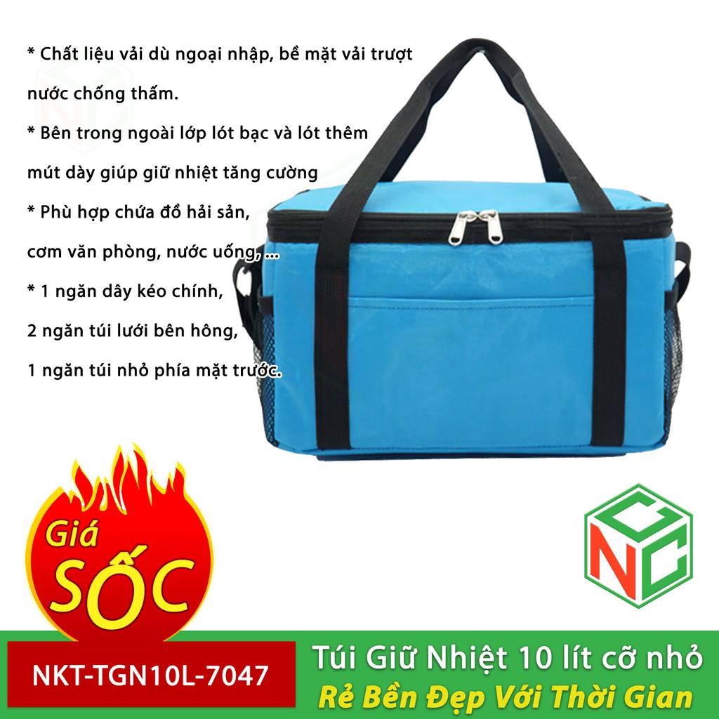 Túi Giữ Nhiệt Cỡ Nhỏ 10 11 Lít phù hợp Quán Ăn Uống Cafe Trà Sữa - Phòng Bếp - NKT-TGN10L-7047 (Nhiều màu)