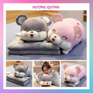 (HQ) Bộ chăn gối văn phòng hình chuột cute dễ thương 2in1 HƯƠNG QUỲNH