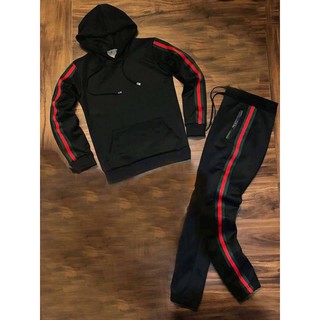 [Free Ship] Bộ quần áo nỉ nam Gucci kẻ đỏ xanh