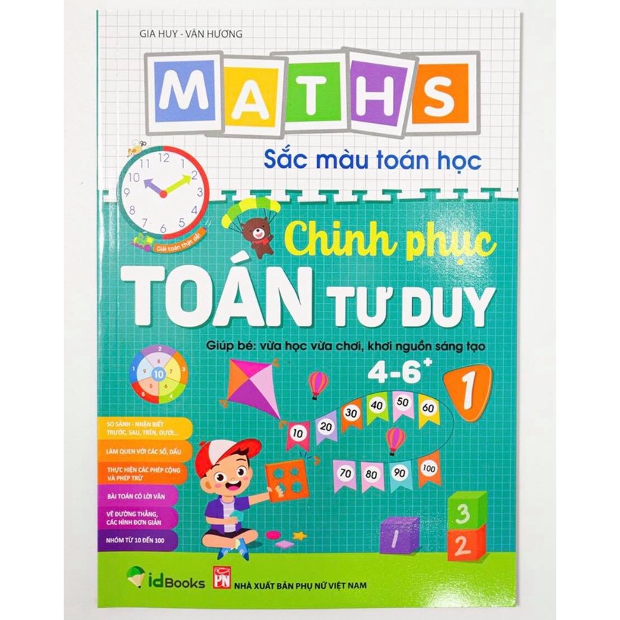 Sách Combo Maths Sắc màu Toán học Chinh Phục Toán Tư Duy 4-6 tuổi tập 1+2