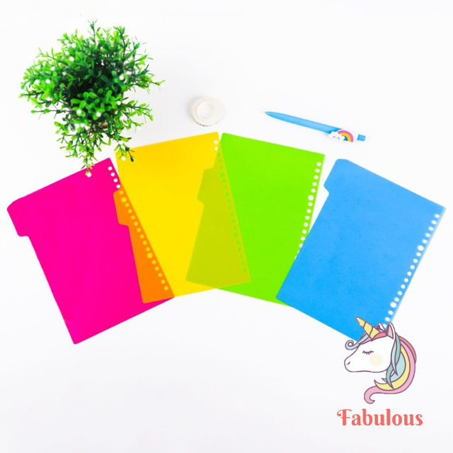 Set 4 tab phân trang cho sổ planner binder loose leaf A4 A5 B5 20 26 30 lỗ