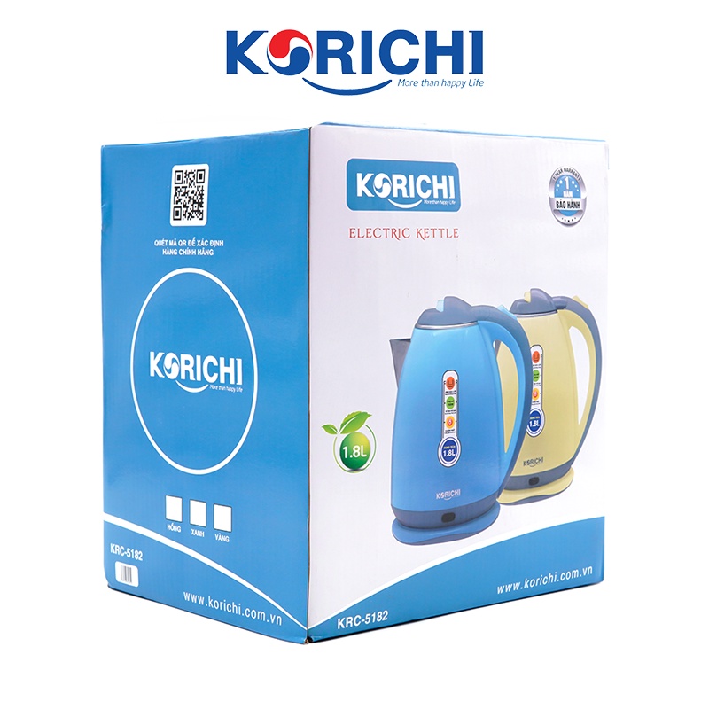 Ấm siêu tốc hai lớp Korichi - KRC-5182 - 1.8L 1500W - Bảo hành 12 tháng