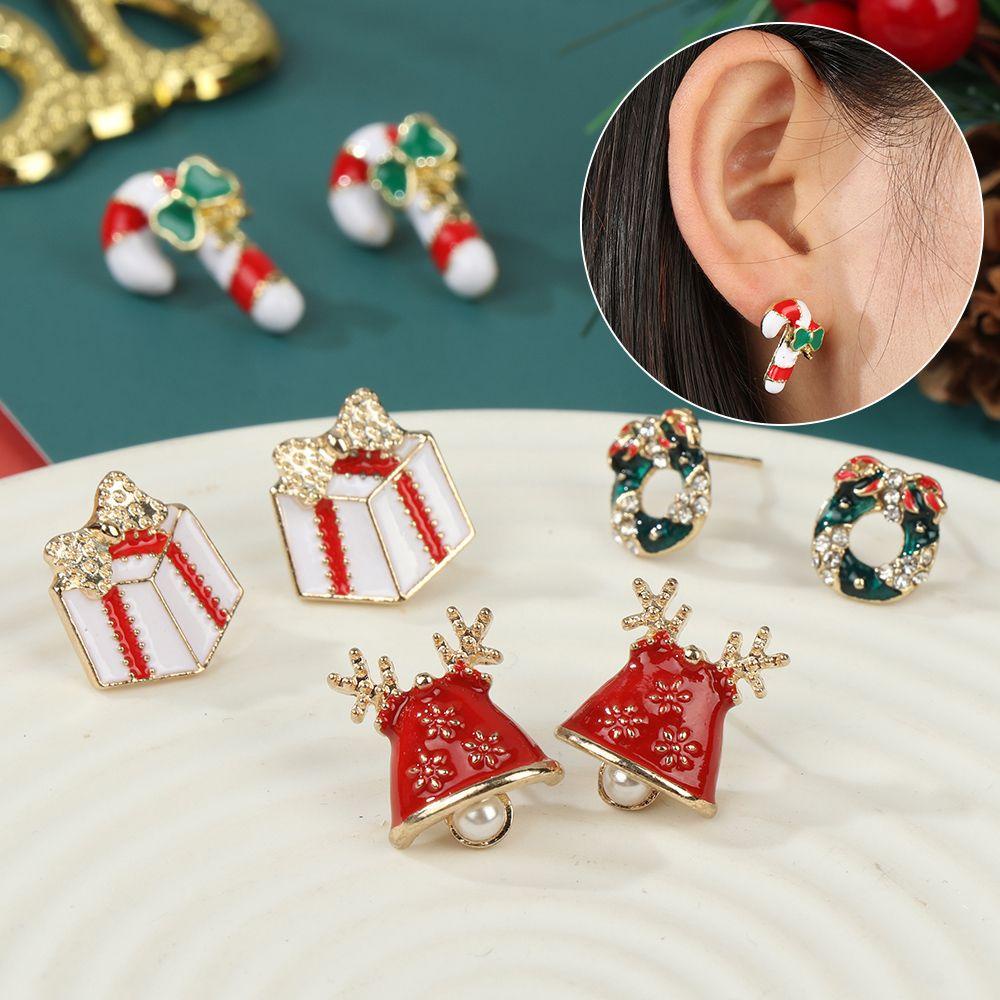 CACTU Bông Tai Hợp Kim Phối Mặt Dây Chuyền Phong Cách Giáng Sinh Độc Đáo
