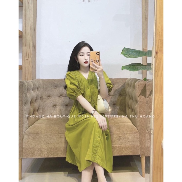 Váy babydoll xếp ly ngực dáng dài có 3 màu siêu xinh